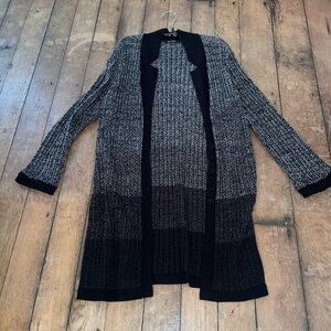 NIC + ZOE Women's Long Knit Open Cardigan Sz Large L - Black Gray